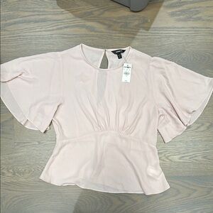 Express Blush Flutter Sleeve Blouse
